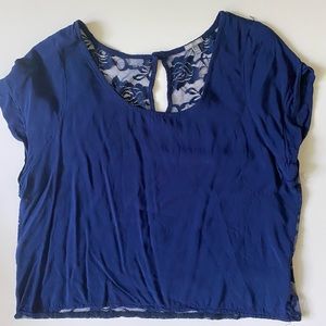 Navy blue lace back crop top